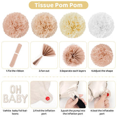 Ouddy Party pink and white paper pom poms add cute boho texture.