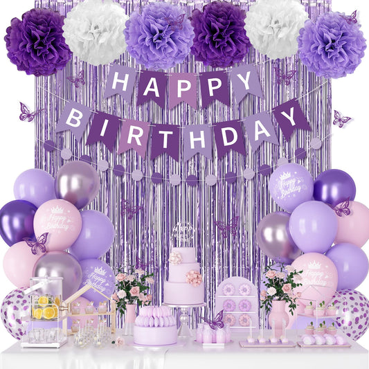 Ouddy Party purple confetti balloons brighten the birthday setup with festive flair