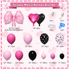 Ouddy Party rose red heart foil balloons add festive accents for a mouse party.
