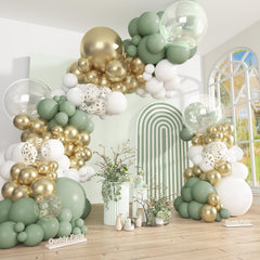 Ouddy Party sage green 18in balloon for upscale birthday backdrops