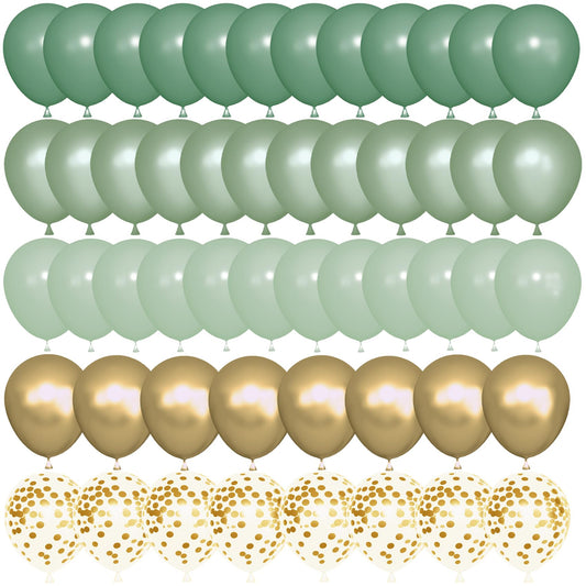 Ouddy Party sage green balloons 72-piece set with pearl finish for elegant event decor
