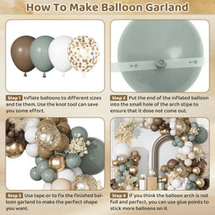 Ouddy Party sage green and brown palette balloons create elegant harmony