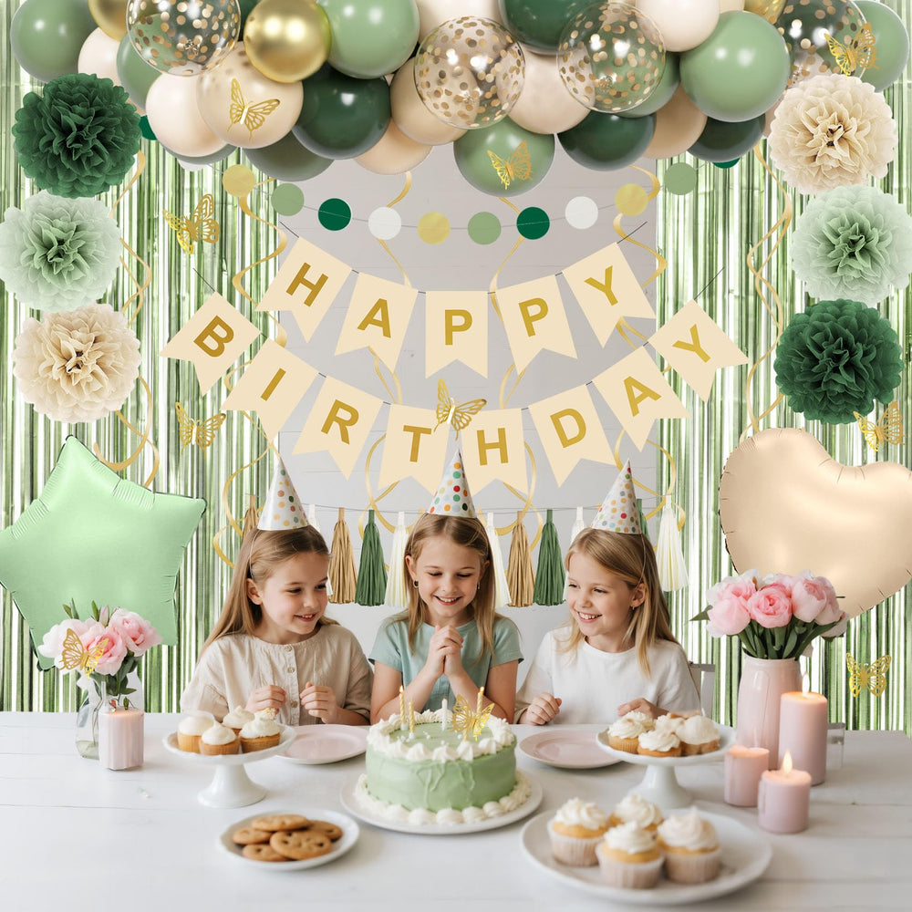 Ouddy Party tissue tassels in sage green for whimsy.