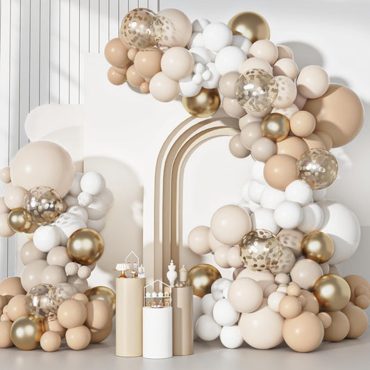 Ouddy Party white sand gold 18-inch balloons for an elegant wedding backdrop