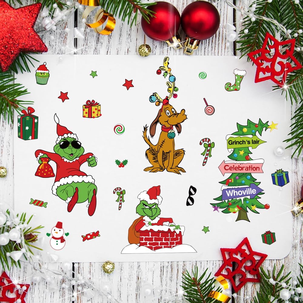 OUDE HOWER Christmas party stickers ideal for cards, walls, and gift wrapping.