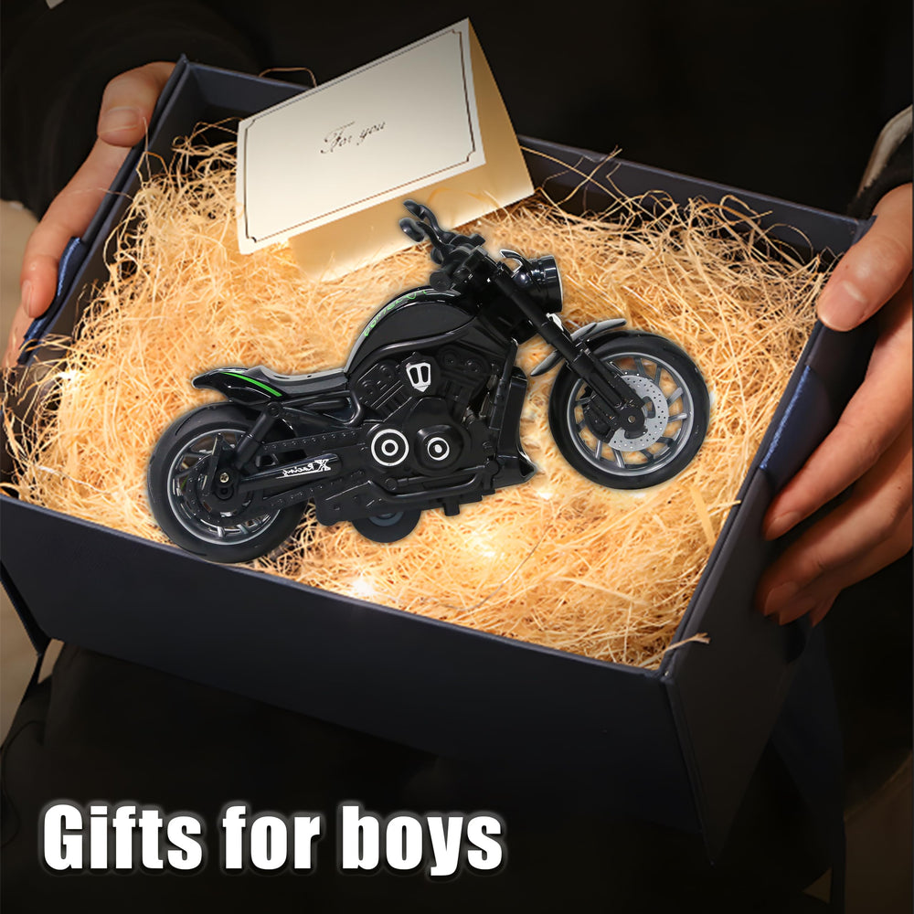 OUFOTAT pull-back motorcycle with retractable kickstand for upright display