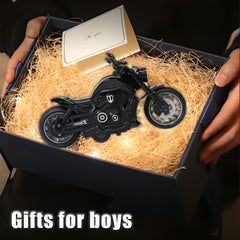 OUFOTAT pull-back motorcycle with retractable kickstand for upright display
