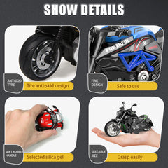 OUFOTAT pull back motorcycle die cast frame close up shows craftsmanship