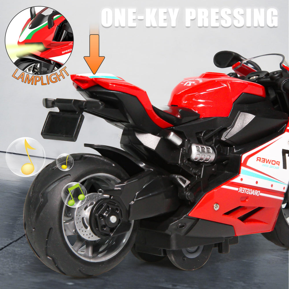 OUFOTAT pull back motorcycle LED lights in motion during play
