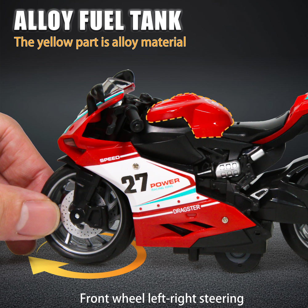 OUFOTAT pull back motorcycle realistic sounds activated by gentle press