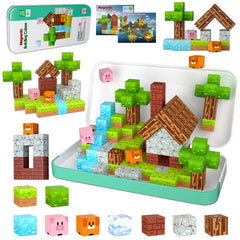 OUGUI Mini Magnetic Blocks with iron box for easy travel playtime.
