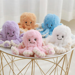 OUKEYI octopus plush blue back view, sturdy stitching for lasting play