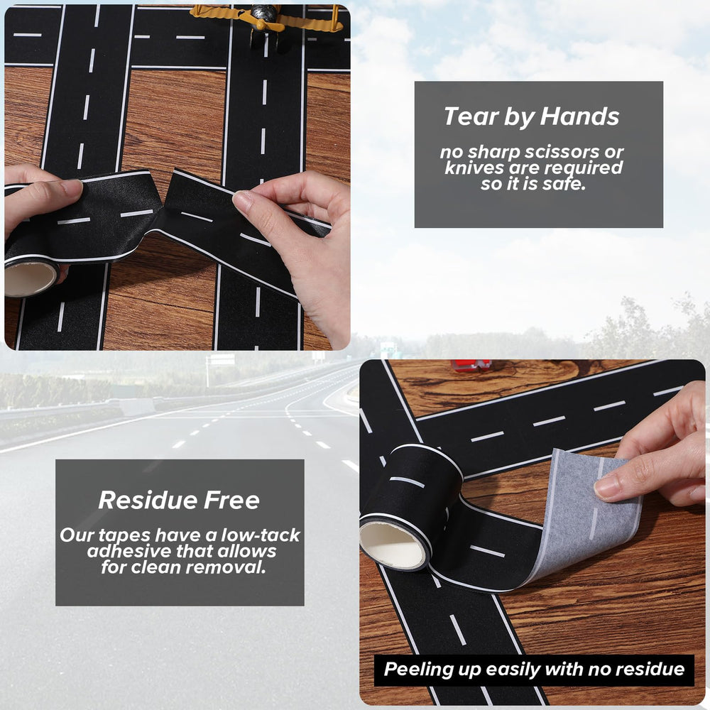 Ouligay easy-apply road tape for toy cars tearable by hand