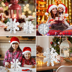 OuMuaMua wooden snowflake decor enhances fireplace, kitchen, and dining table aesthetics.