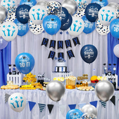 OuMuaMua printed graduation balloons with Just Graduated and Congrats phrases.
