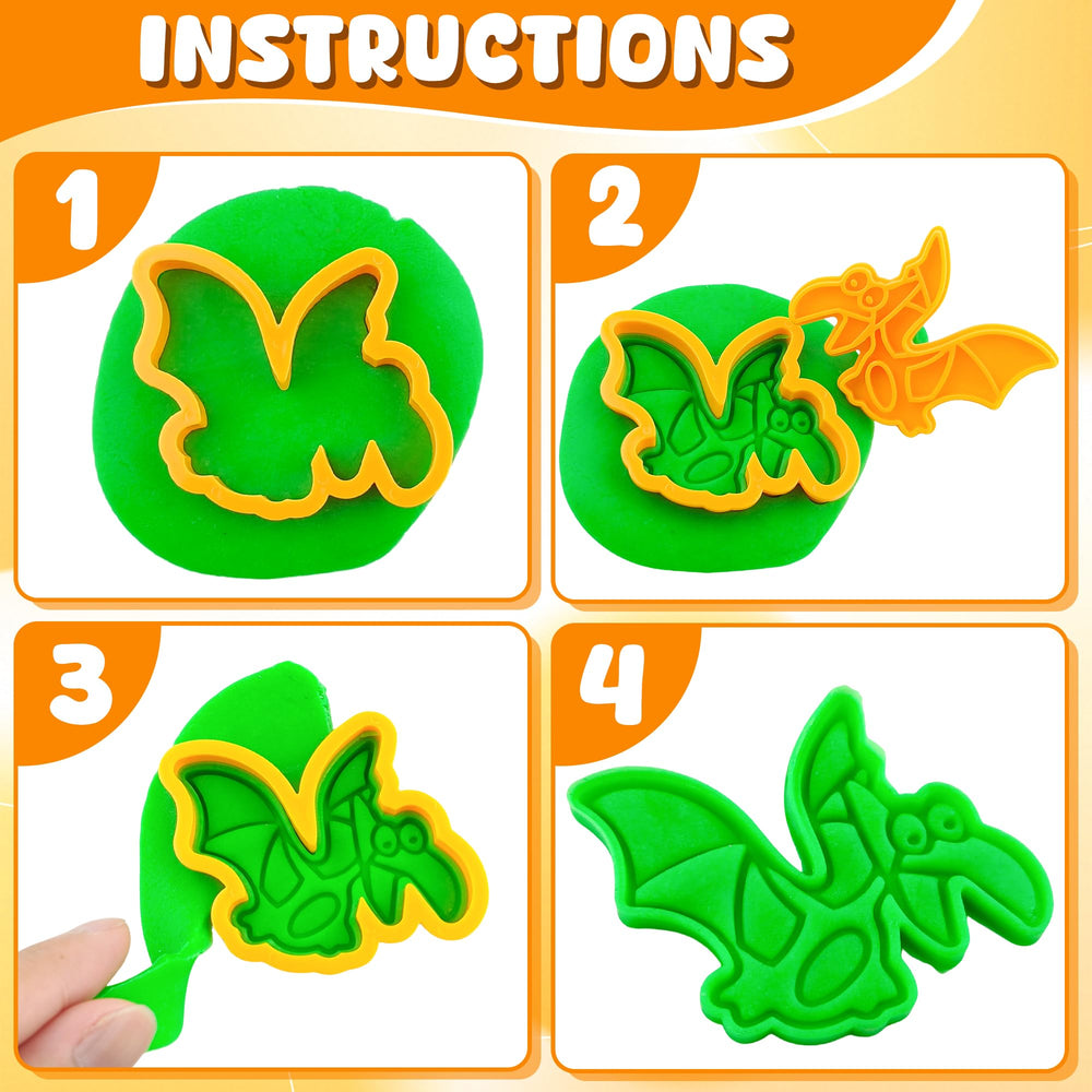 Oun Nana dinosaur molds support sensory dough play.