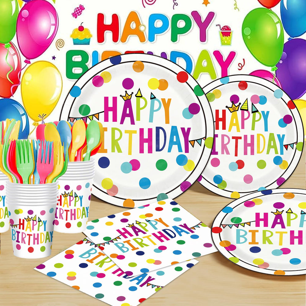 OUNIY birthday dessert plates with dot design for quick, festive servings.