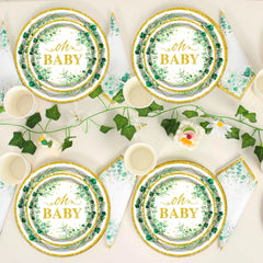 OUNIY Sage Greenery tableware pack ties your party look together