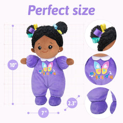 OUOZZZ 10-inch black baby doll full body, cuddly and durable for daily hugs.