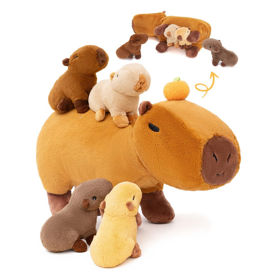 OUOZZZ capybara mommy with four removable babies for imaginative play and cuddles.