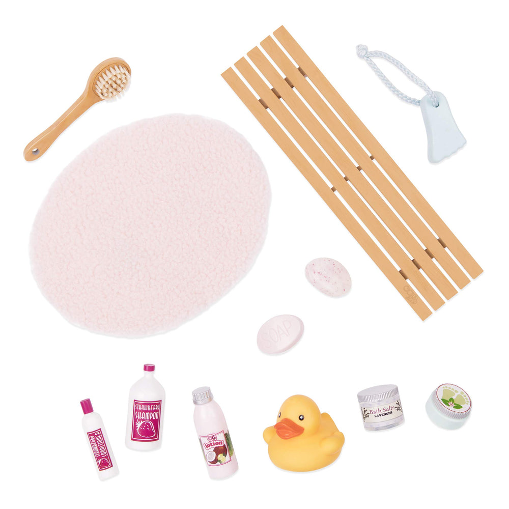 Our Generation rubber ducky as a classic bath time companion for dolls