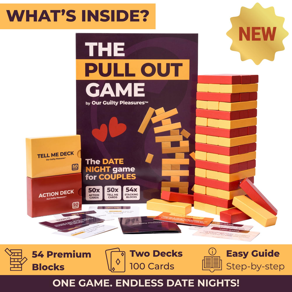 Our Guilty Pleasures Pull Out Game cards reveal playful prompts for flirty moments.