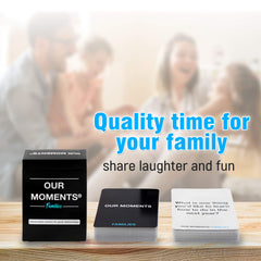 Family plays in a car with OUR MOMENTS Families prompts for road trips