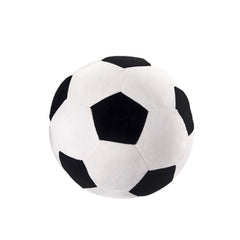 OurHonor plush soccer ball close-up shows sturdy stitching for lasting play.