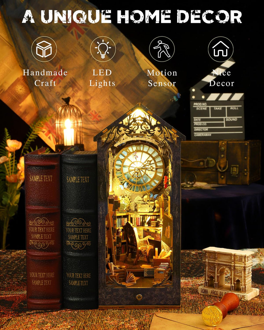 OurMiao Book Nook Kit: assembled diorama adds a charming desk decor focal point.