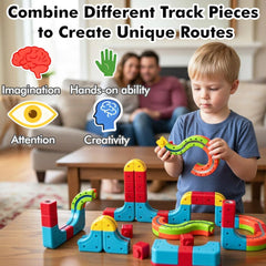 OURSHE magnetic railcar stunts — fast, smooth magnetic grip for gravity-defying play.
