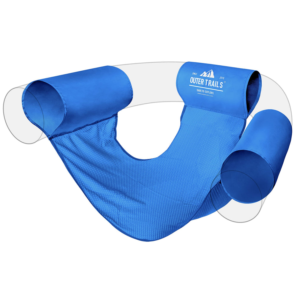 Outer Trails sling mesh on jumbo pool noodle in dark blue for stable flotation.