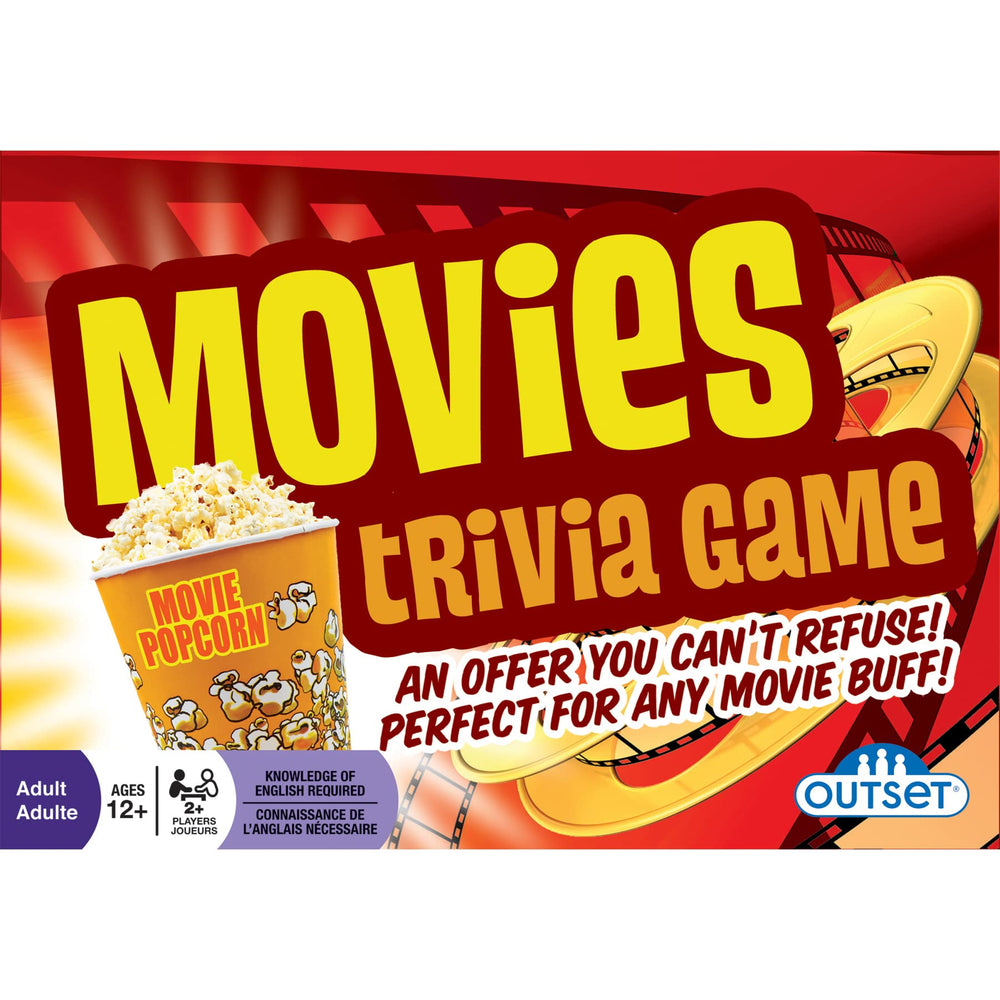 Outset Media Movies Trivia Game playing setup ready for on-the-go sessions.
