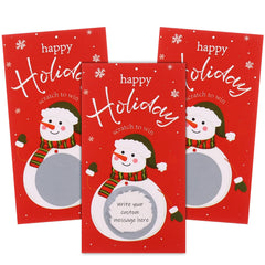 Outus Christmas scratch-off card featuring a snowman design for festive party games