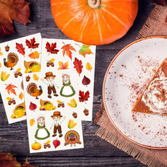 Outus classroom leaf decor set shown on desks and bulletin boards