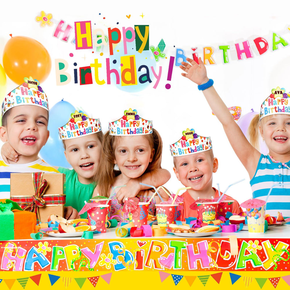 Outus paper crowns feature vibrant patterns that inspire party spirit.