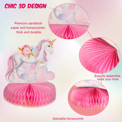 Outus double-sided rainbow unicorn honeycomb centerpiece bright from any angle