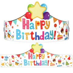 Outus happy birthday crowns pack for kids, 42 crowns, ideal classroom party fun.