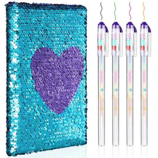 Outus sequin girls journal front cover flip for playful color changes