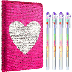 Outus sequin notebook front cover flip showing color changing sequins for playful journaling