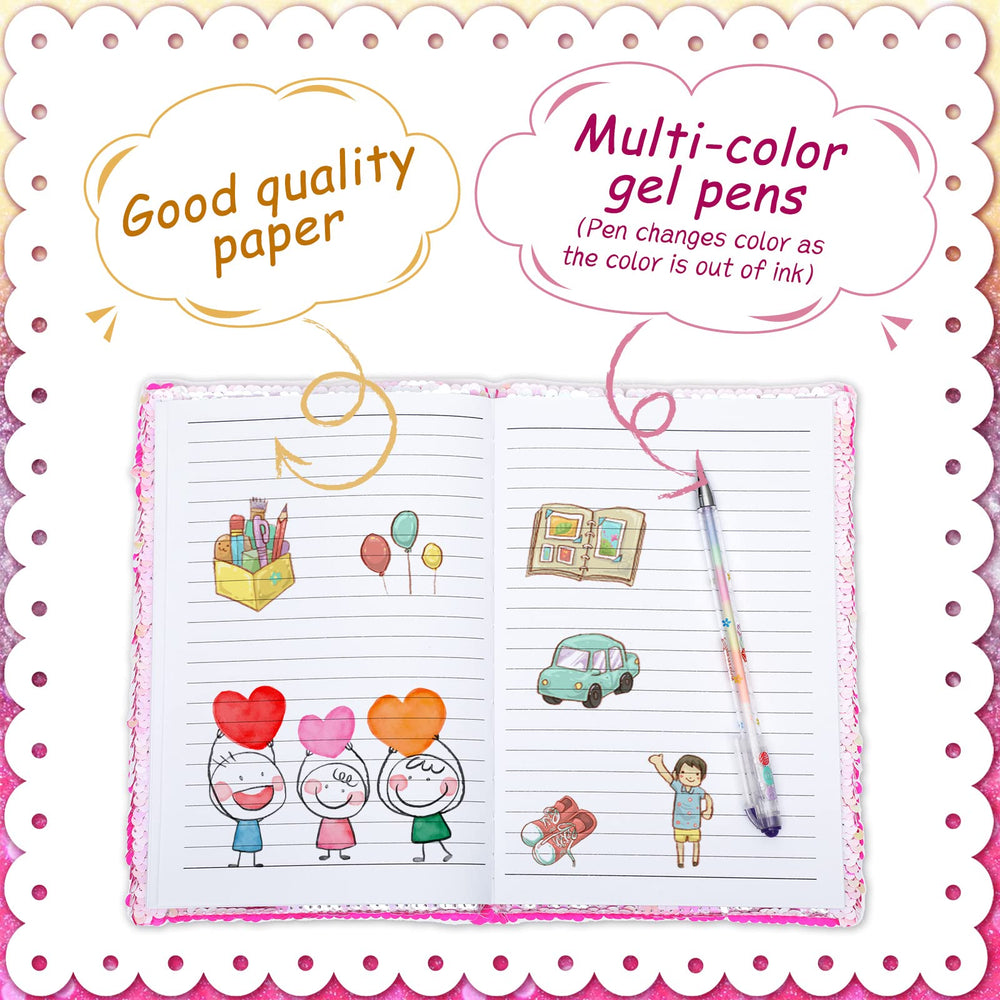Outus sequin paper closeup highlights durable pages ready for doodles and notes.