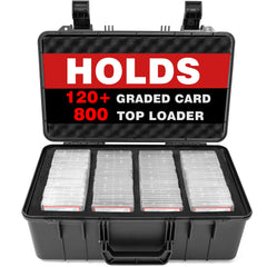OUUTMEE graded card box front view showing secure shell for long-term storage.
