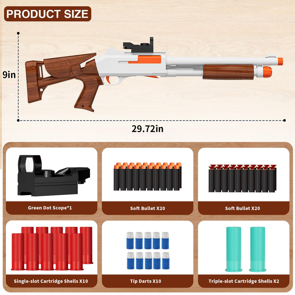 Ouzhimanxing foam blaster delivers long-range aim with adjustable sights.