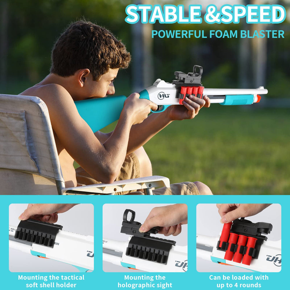 Kids playing outdoors with the Ouzhimanxing foam blaster.