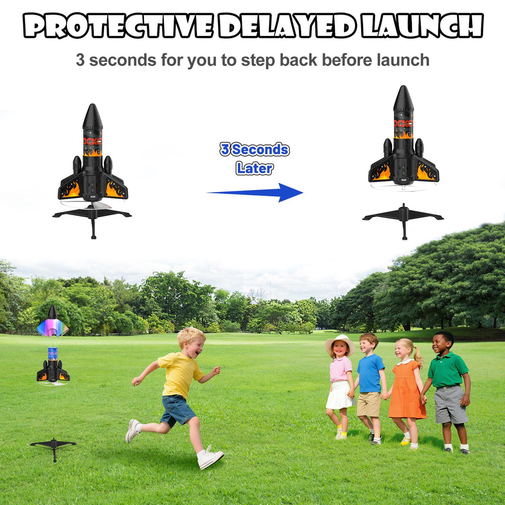 Ovaasy Rocket Launcher parachute ensures safe recovery after launch.