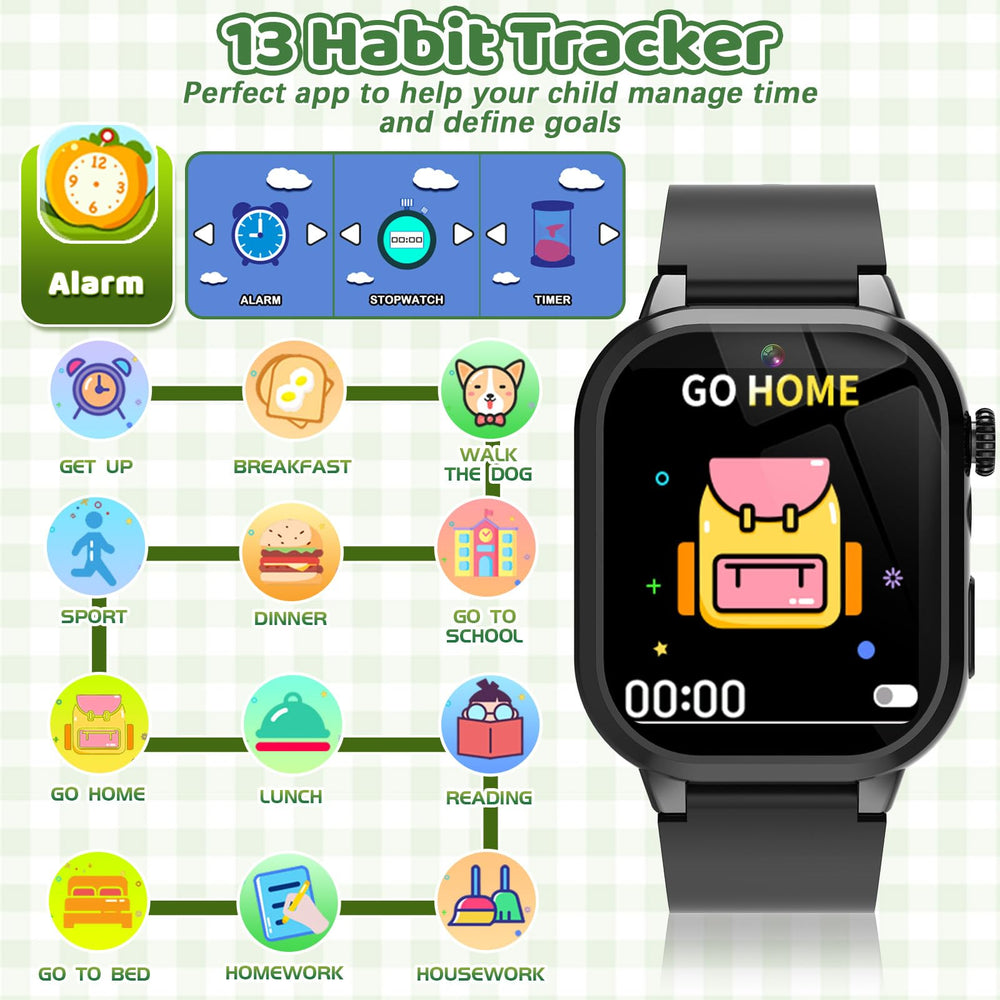 OVV Kids Game Smart Watch alarm and learning tools aid daily schedules and study breaks.