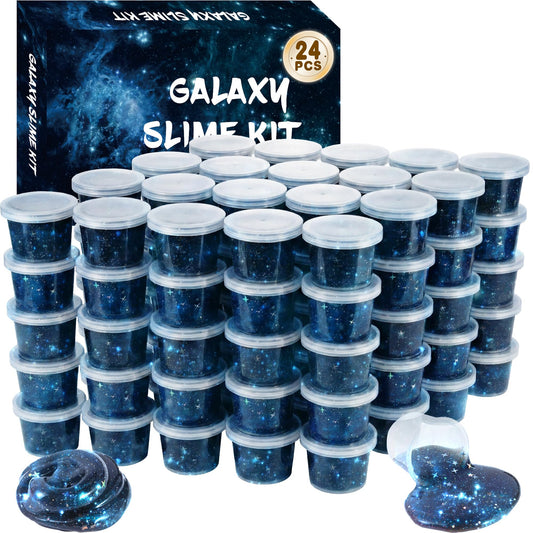 OWEFTOPO Galaxy Slime colors in a 24-pack for classroom fun and party favors.