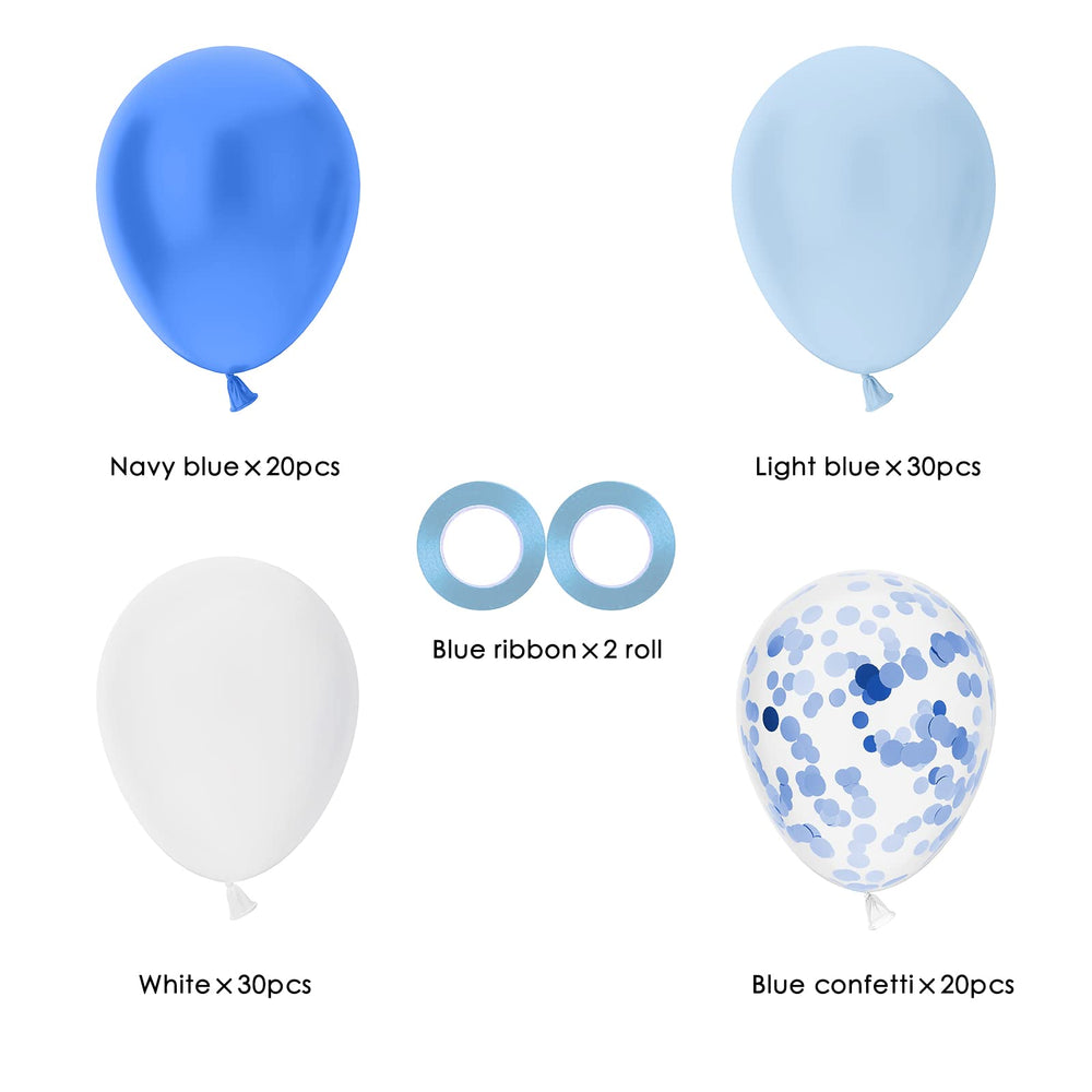 OWill balloon arch garland setup using blue balloons.