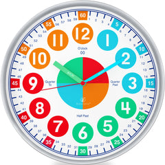 OWLCONIC Kids Clock front view in pastel colors supports classroom time-telling.