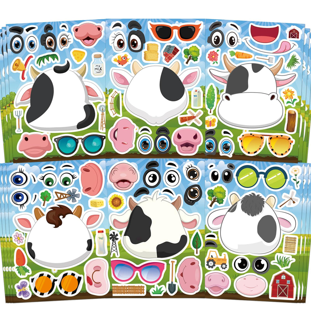 Ozepao cow stickers 24-pcs pack with vibrant designs for creative crafts