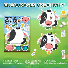 Ozepao cow stickers kid-friendly 8.3x6 inch sheets easy to peel and stick